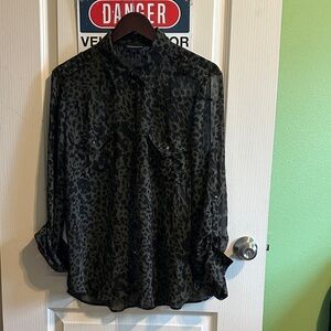 Rock & Republic Camouflage Sheer Blouse